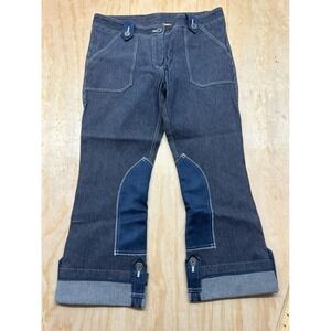 Goode Rider Womens Pinstripe Equestrian Breeches Blue Size 12 Knee Patch Pants